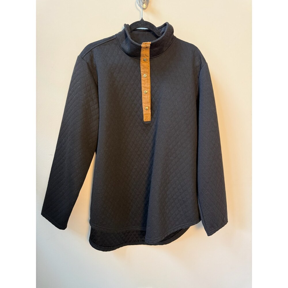 Top It Off Black Quilted Tunic Top with Elbow Patches XL 16-18
